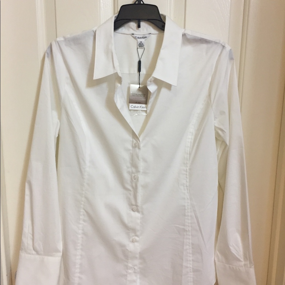 Calvin Klein Ladies white button up blouse